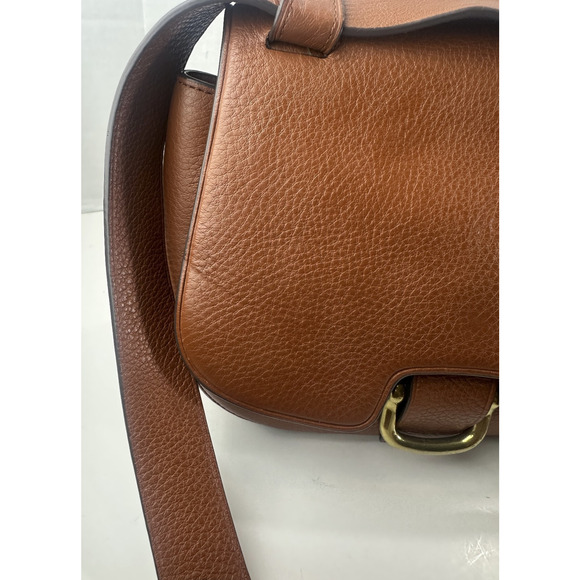 J. Crew Rider Brown Pebbled Leather Crossbody Bag Saddle Western Style Purse - Picture 3 of 16